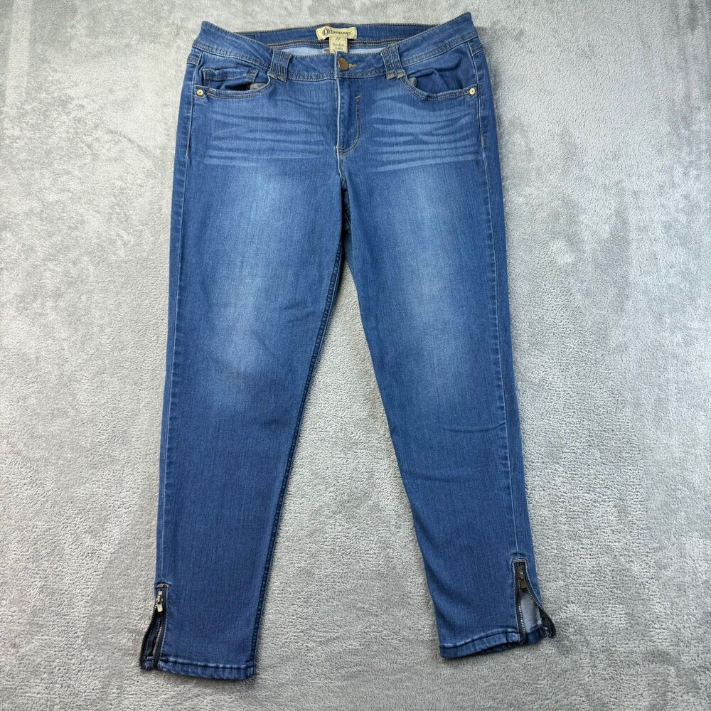 Democracy Jeans Womens 14 Blue Freedom Ankle Skimmer Medium Wash Whiskered Pants